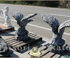 Set statuete vulturi pe stâncă, gri patinat, model S35. - 3