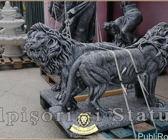 Statuetă leu mare în picioare, gri patinat, model S33. - 4