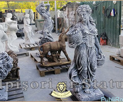 Statuetă fata cu coșulețe, gri patinat, model S23.