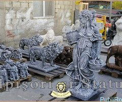 Statuetă fata cu coșulețe, gri patinat, model S23. - 2