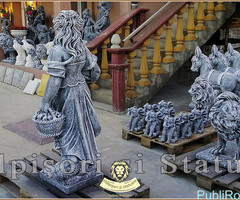 Statuetă fata cu coșulețe, gri patinat, model S23. - 3