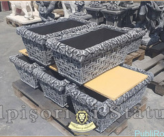 Jardinieră ornament flori, gri patinat, model J11. - 4