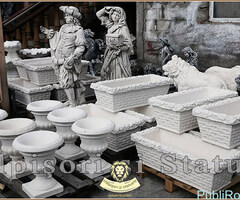 Jardinieră ornament flori, gri patinat, model J11. - 5