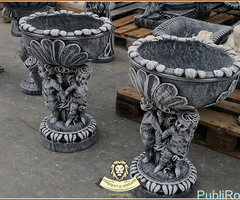 Jardinieră grup 3 îngerași, gri patinat, model J1. - 2