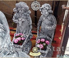 Set statuete grădinari cu roabe, gri patinat, model J6, J7. - 2