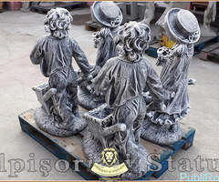 Set statuete grădinari cu roabe, gri patinat, model J6, J7. - 5