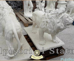 Statuetă leu mare în picioare, alb marmorat, model S33. - 3