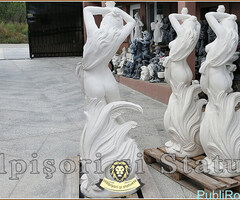 Statuetă fata erotică, alb marmorat, model S26. - 5