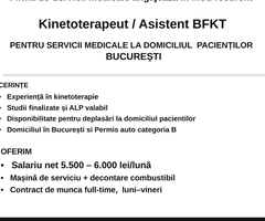 Angajam KINETOTERAPEUT cu carte de munca - servicii la domiciliu Bucuresti